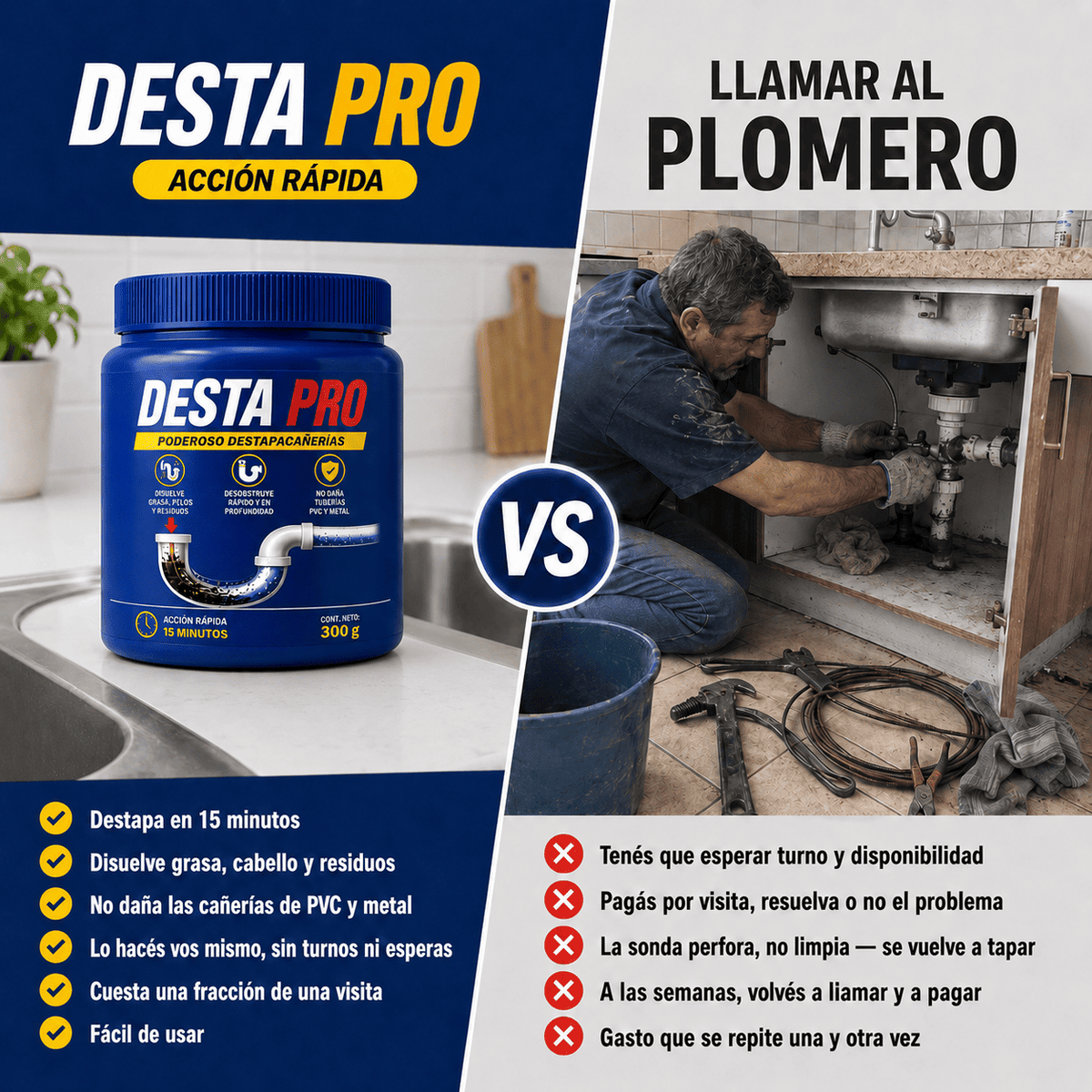 DestaPro - Destapa cualquier cañería en solo 15 segundos